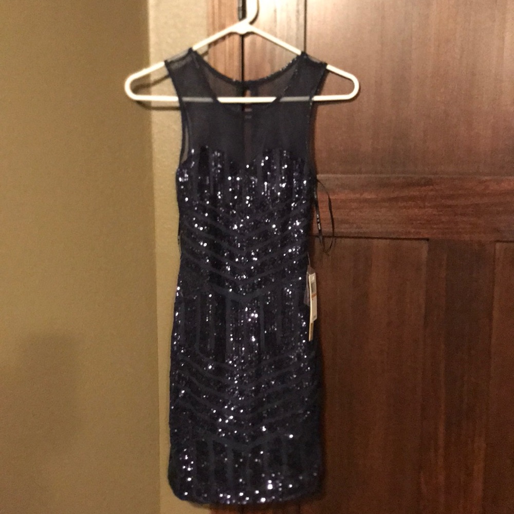 As I wish sequin dress new dark blue